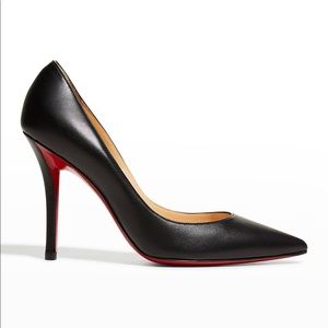 Christian Louboutin Apostrophy Leather Pointed Red-Sole Pumps